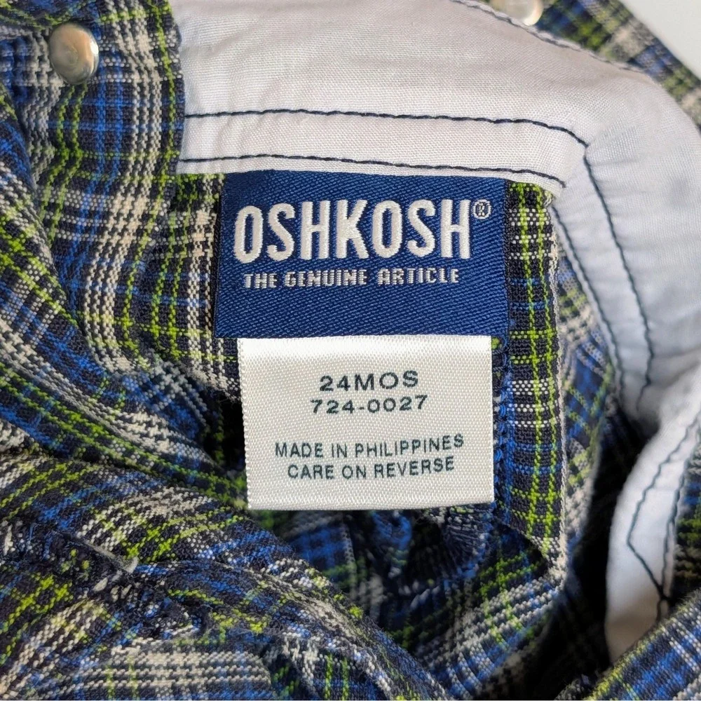 OshKosh B'Gosh Vintage Plaid Shortalls Overalls 90s 24 Months
